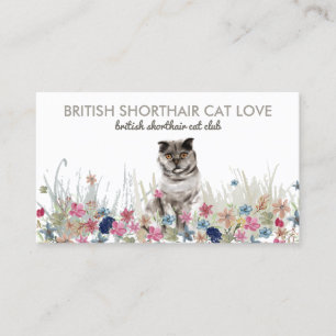 Floral Back British Shorthair cute cat Business Card