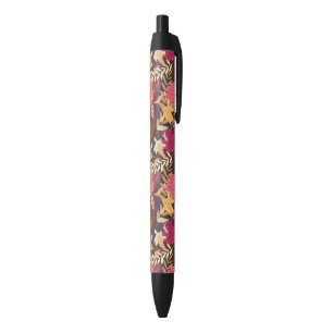 Floral background 2 black ink pen