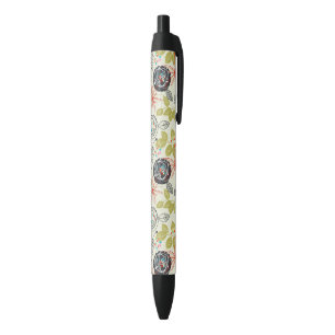 Floral background 2 black ink pen