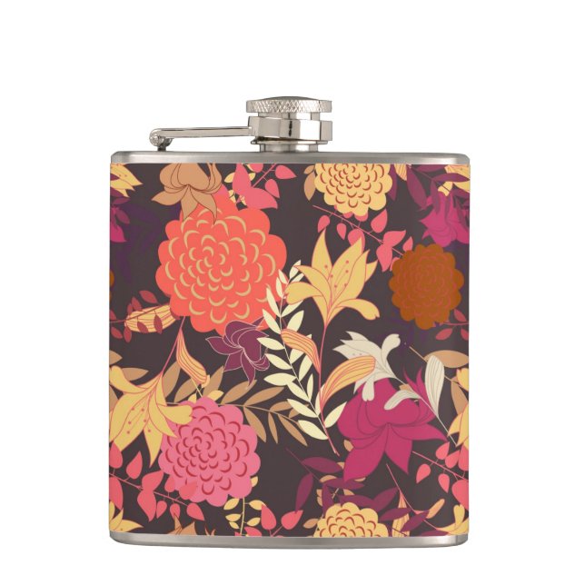Floral background 2 hip flask (Front)
