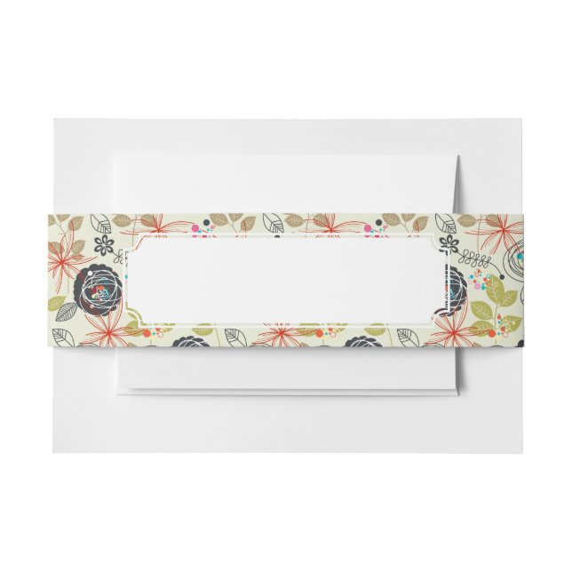 Floral background 2 invitation belly band (Front Example)