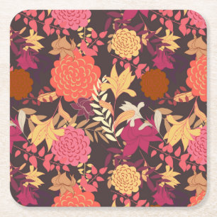 Floral background 2 square paper coaster