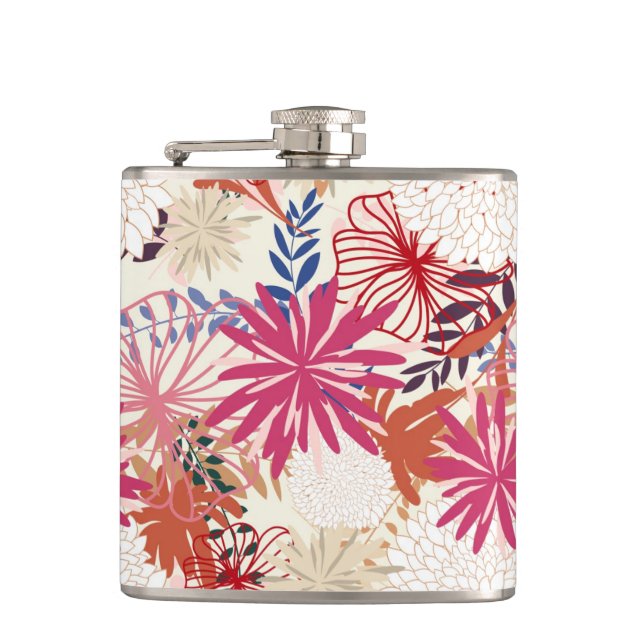 Floral background 3 hip flask (Front)