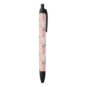 Floral background 4 black ink pen