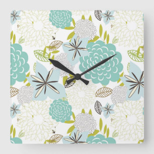 Floral background 5 square wall clock
