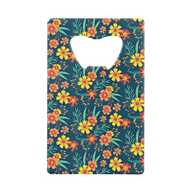 Floral Background Beautiful Design-46566 Credit Card Bottle Opener (Front)