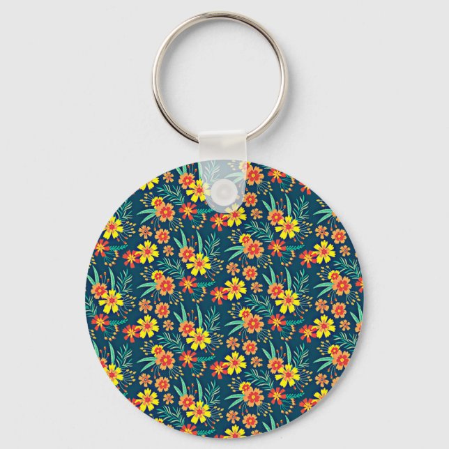 Floral Background Beautiful Design-46566 Keychain (Front)