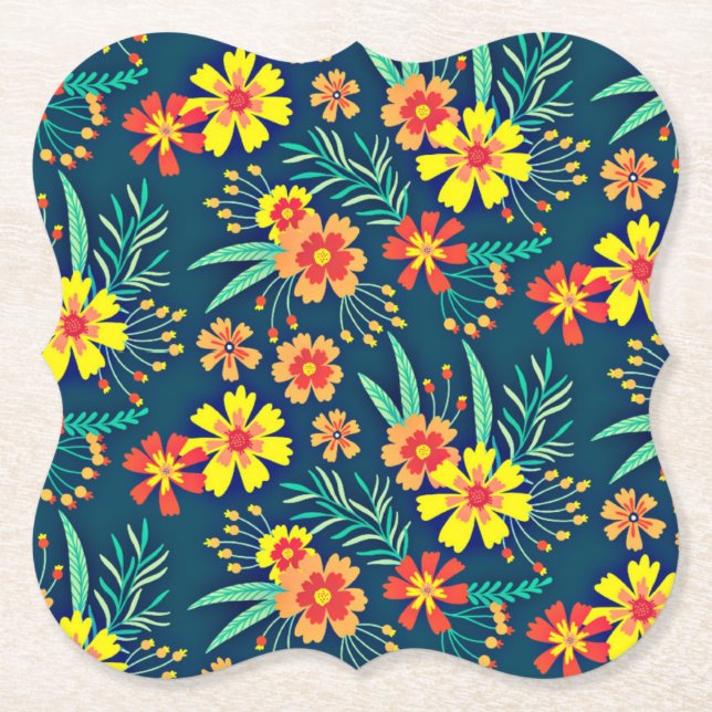 Floral Background Beautiful Design-46566 Paper Coaster (Front)