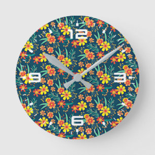 Floral Background Beautiful Design-46566 Round Clock