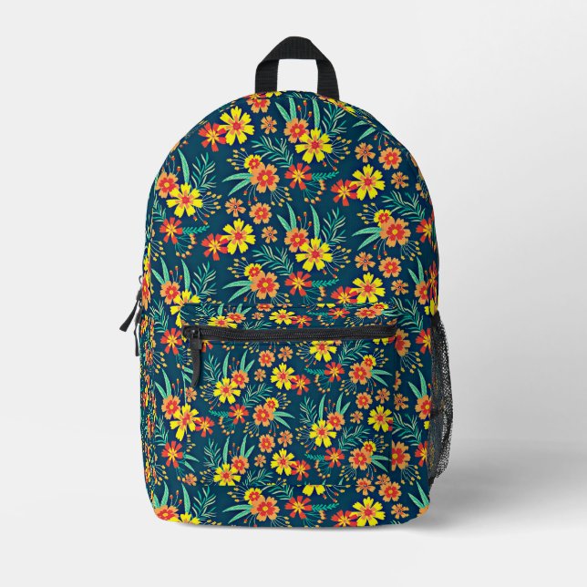 Floral Background Beautiful Design Printed Backpack (Front)