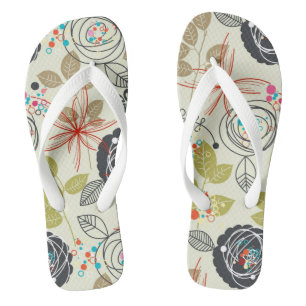 Floral background flip flops