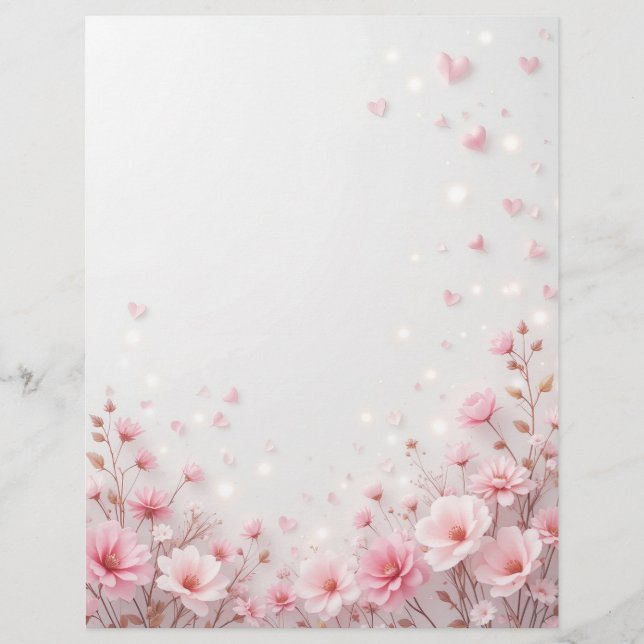 Floral background for a paper letter, for Valentin (Front)