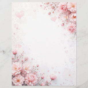 Floral background for a paper letter, for Valentin