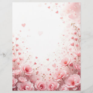 Floral background for a paper letter, for Valentin