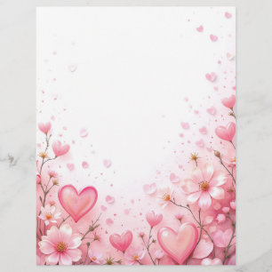Floral background for a paper letter, for Valentin