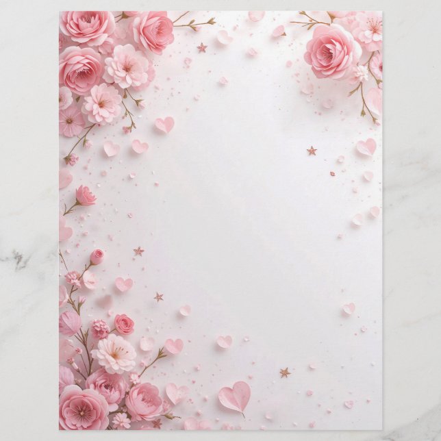 Floral background for a paper letter, for Valentin (Front)