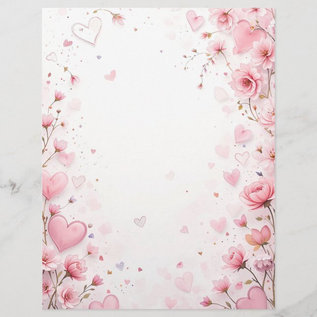 Floral background for a paper letter, for Valentin (Front)