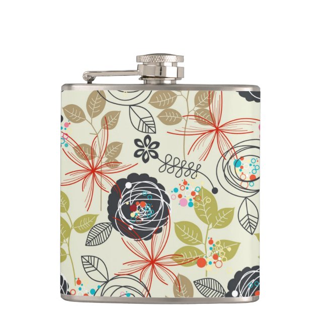 Floral background hip flask (Front)