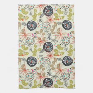 Floral background kitchen towel