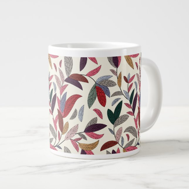 Floral background large coffee mug (Front Right)