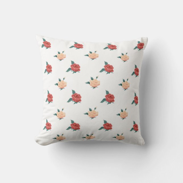 Floral background of roses blossoms throw pillow (Front)