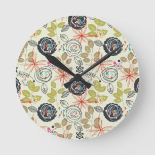 Floral background round clock