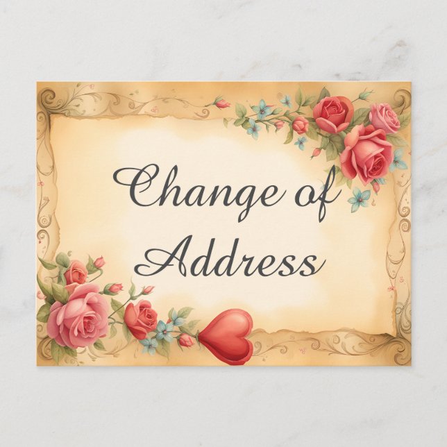 Floral Background Swirl Stylish Change of address Announcement Postcard (Front)