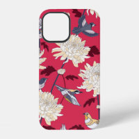 Floral background with birds and chrysanthemums vi