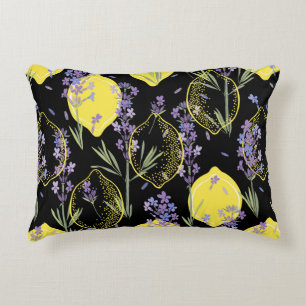 Floral background with hand-drawn lavender flowers accent pillow