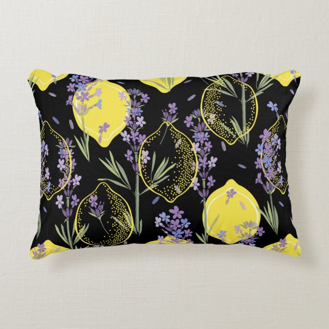 Floral background with hand-drawn lavender flowers accent pillow (Front)