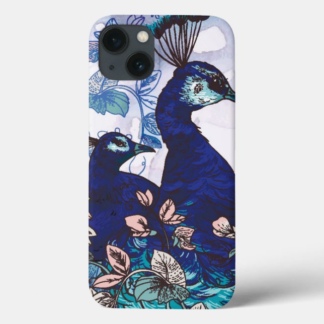 Floral Background with Peacocks Case-Mate iPhone Case (Back)