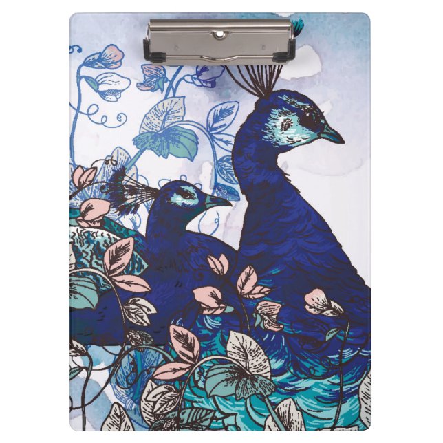 Floral Background with Peacocks Clipboard (Front)