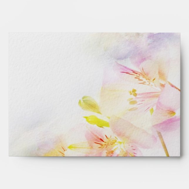 floral background with watercolor flowers envelopes (Front)