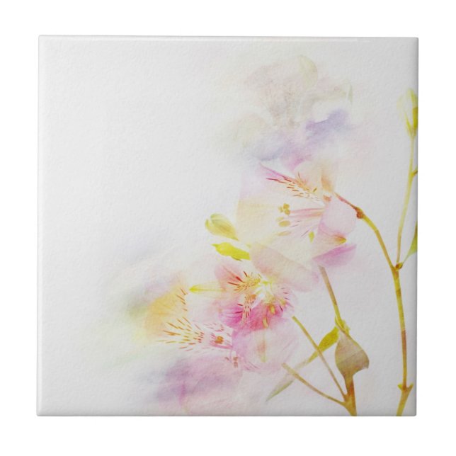 floral background with watercolor flowers tile (Front)