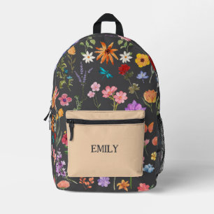 Floral Backpack - Personalized Name School Bag