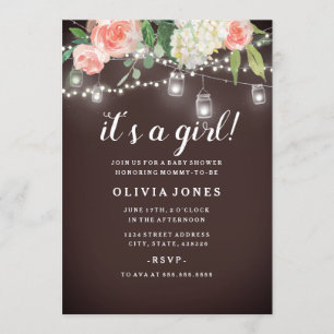 Floral Backyard Rustic Baby Shower Invitation