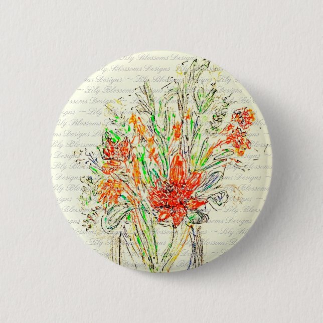 Floral Badge 2 Inch Round Button (Front)