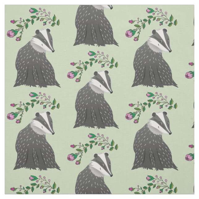Floral Badgers Fabric (Swatch)