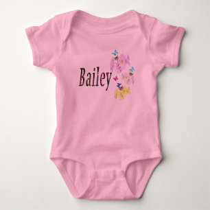 Floral Bailey Name Logo, Baby Bodysuit