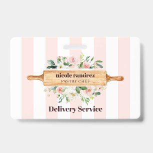 Floral Bakery Rolling Pin Patisserie striped Badge