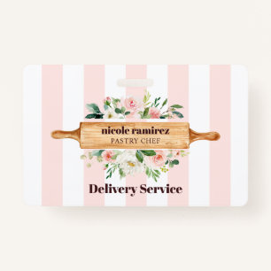 Floral Bakery Rolling Pin Patisserie striped Badge