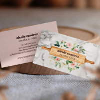 Floral Bakery Rolling Pin Patisserie white marble