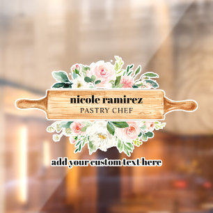 Floral Bakery Rolling Pin Patisserie  Window Cling