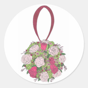 Floral Ball Bouquet Rose Flower Wedding Stickers
