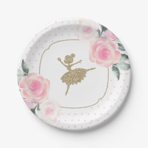 Floral Ballerina Birthday Party Plates