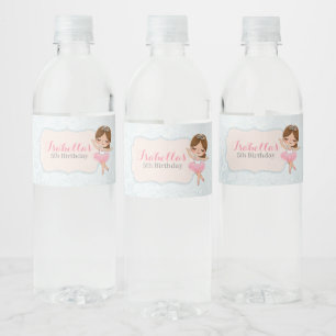 Floral Ballerina Birthday Water Bottle Labels