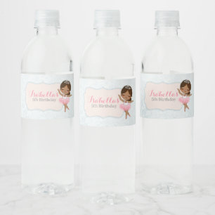 Floral Ballerina Birthday Water Bottle Labels