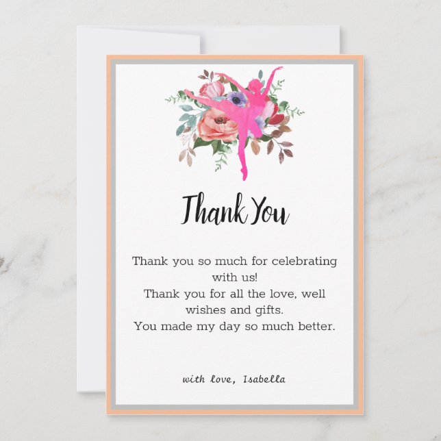 Floral Ballerina Dancer Anniversaire Carte de reme (Devant)