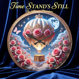 Floral Balloon Lunar Voyage Large Clock