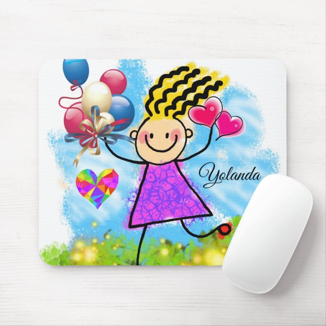 Floral Balloons Girl Mouse Pad! Mouse Pad (With Mouse)